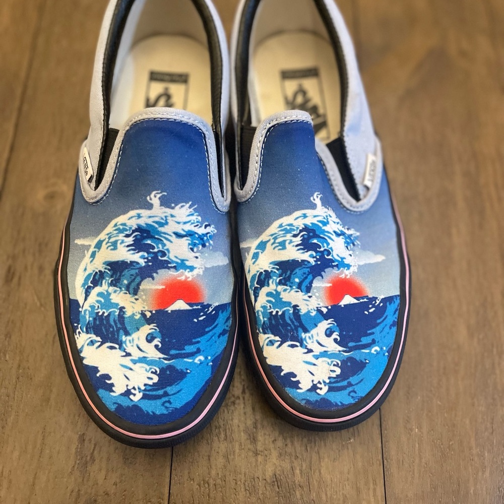Brand new custom Vans with a Japanese-style ocean design